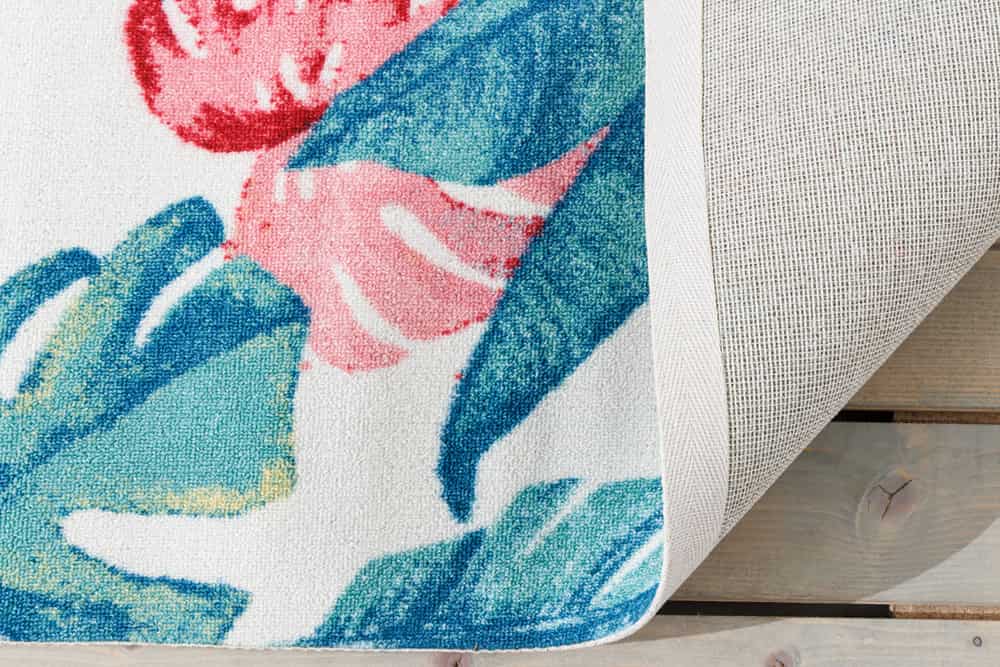 In- und Outdoor Teppich TROPICAL 180x120cm grün pink Blatt Design Läufer wetterfest