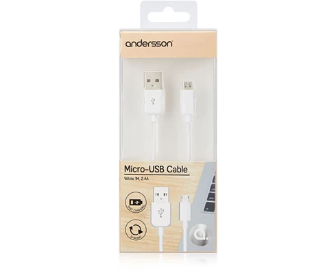 Andersson Micro-USB Cable 1 m White 2,4 A