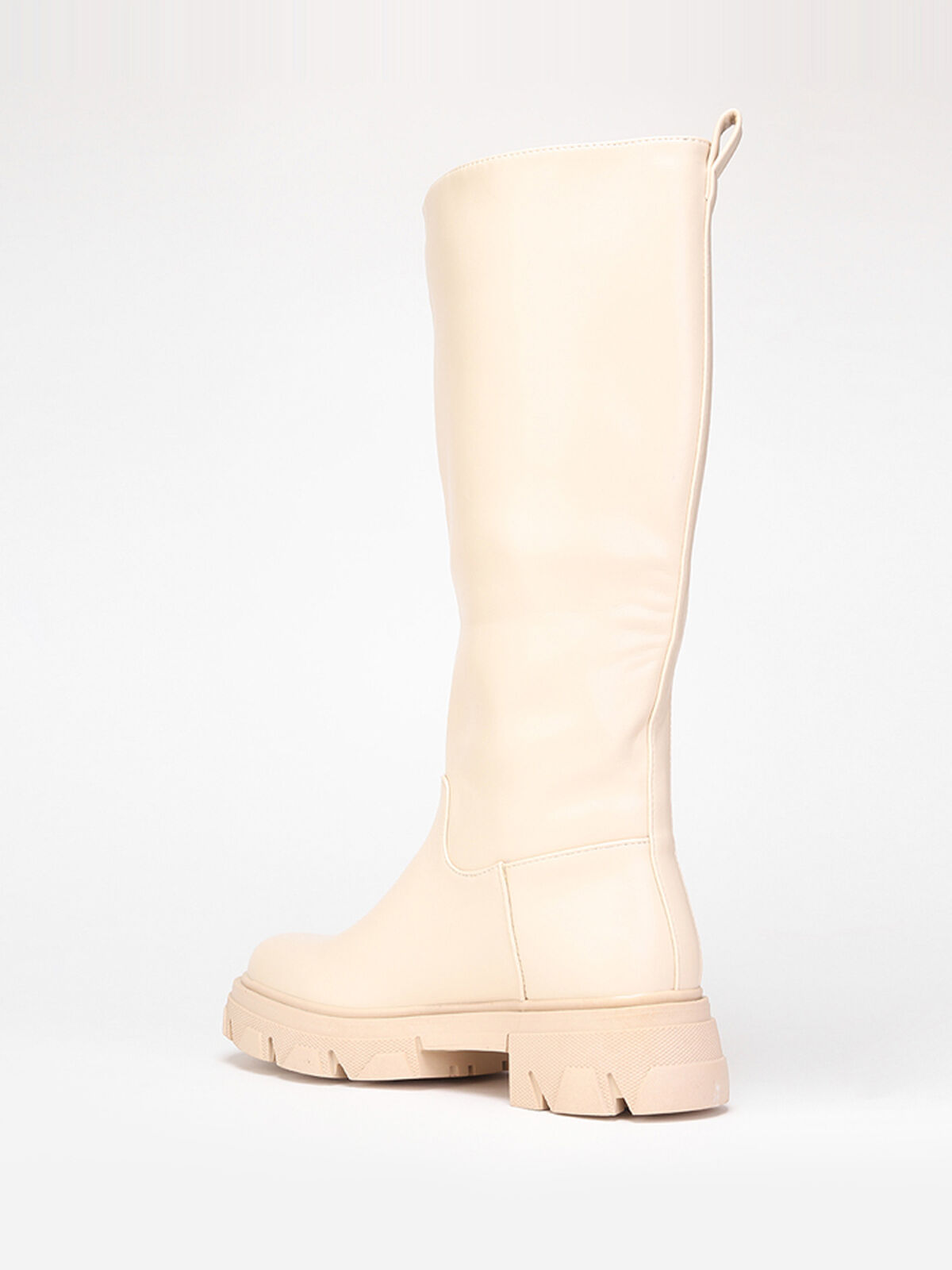 Bottes cavalières à semelle crantée- Beige