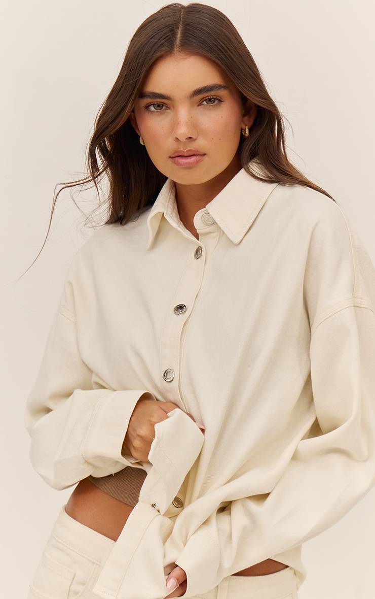 Ecru Chemise En Jean Classique Oversize