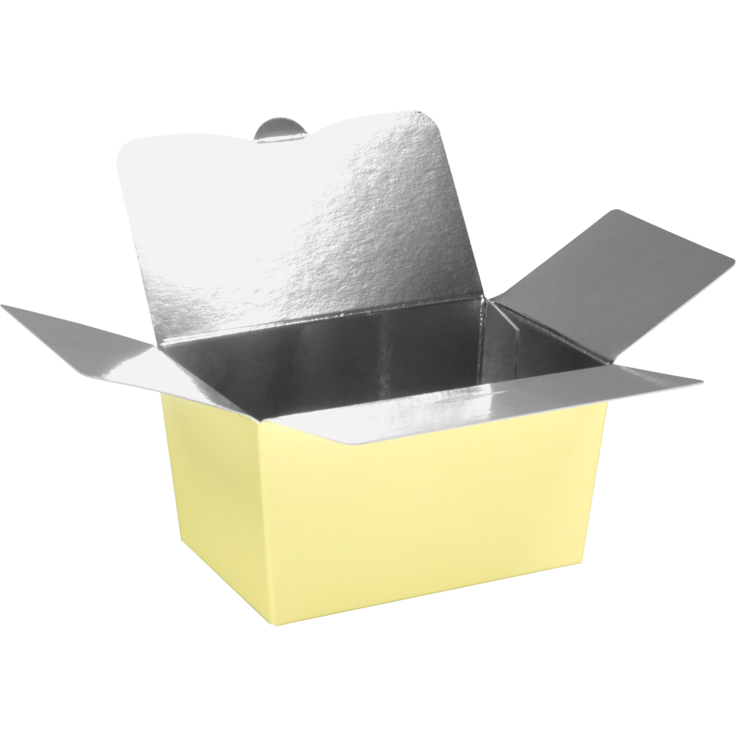 Ballotin, karton + PP, 150gr, 89x60x55mm, pastelgeel/zilver