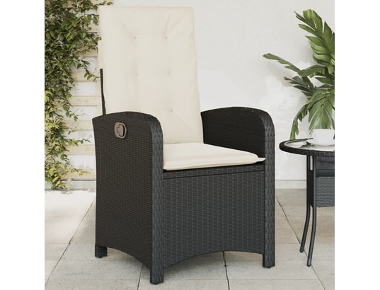VIDAXL - Chaise inclinable de jardin avec coussins noir résine tress...