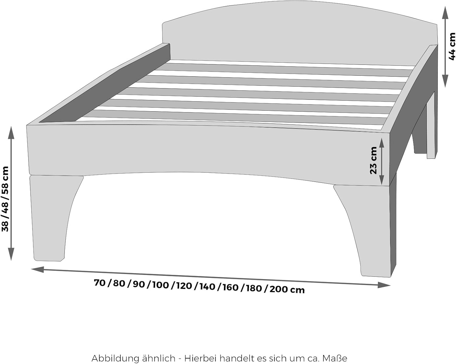 TUGA - Holztech Zinkenbett Naturholzbett Daybett Holzbett Bett Doppelbett 80 90 120 140 160 180 200 x 200 220 (160 x 200)