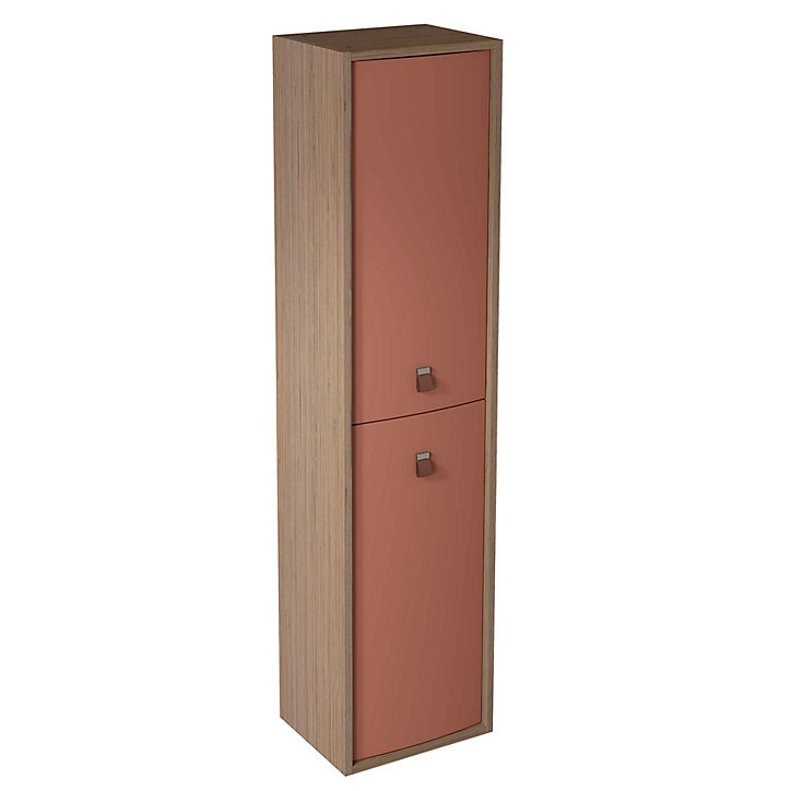 Colonne de salle de bains à suspendre ouverture droite Havana terracotta mat H. 160 x L. 39 cm