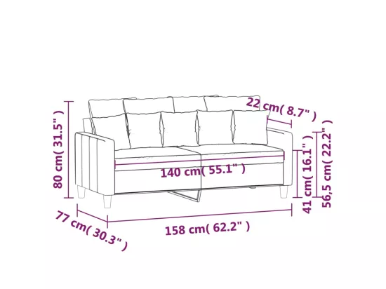 Canapé à 2 places Gris foncé 140 cm Velours