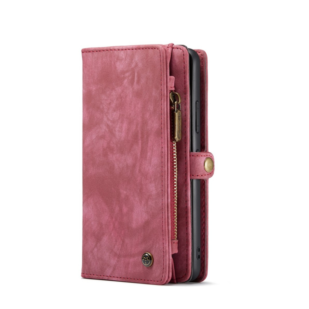Samsung Galaxy S22 5G 2in1 Leder Tasche   Magnet Hardcase Karten Etui - Dunkelrot