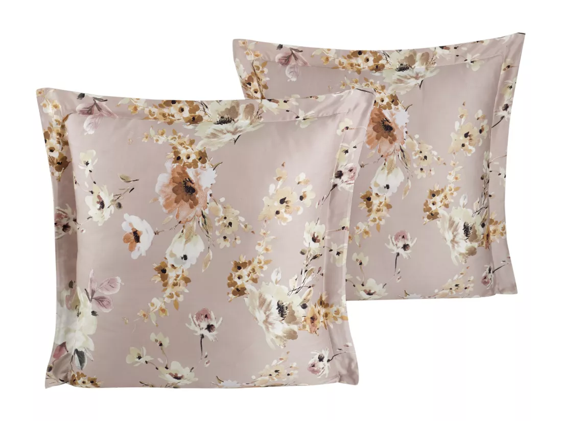 Lot de 2 Taies d'oreiller satin de coton imprimé 