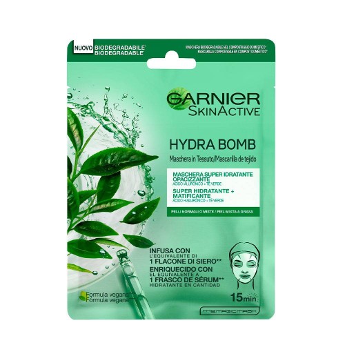Garnier Limpeza Máscara de Tecido Super Hidratante Reequilibrante Chá Verde 28g