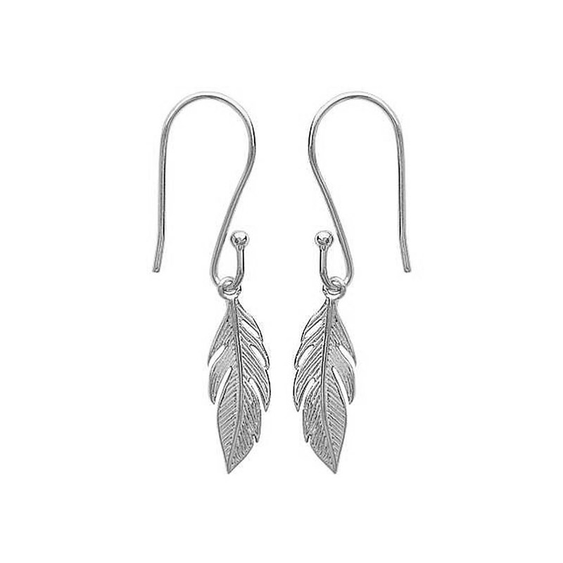 Boucles d'oreilles pendantes plume Argent 925 Rhodié