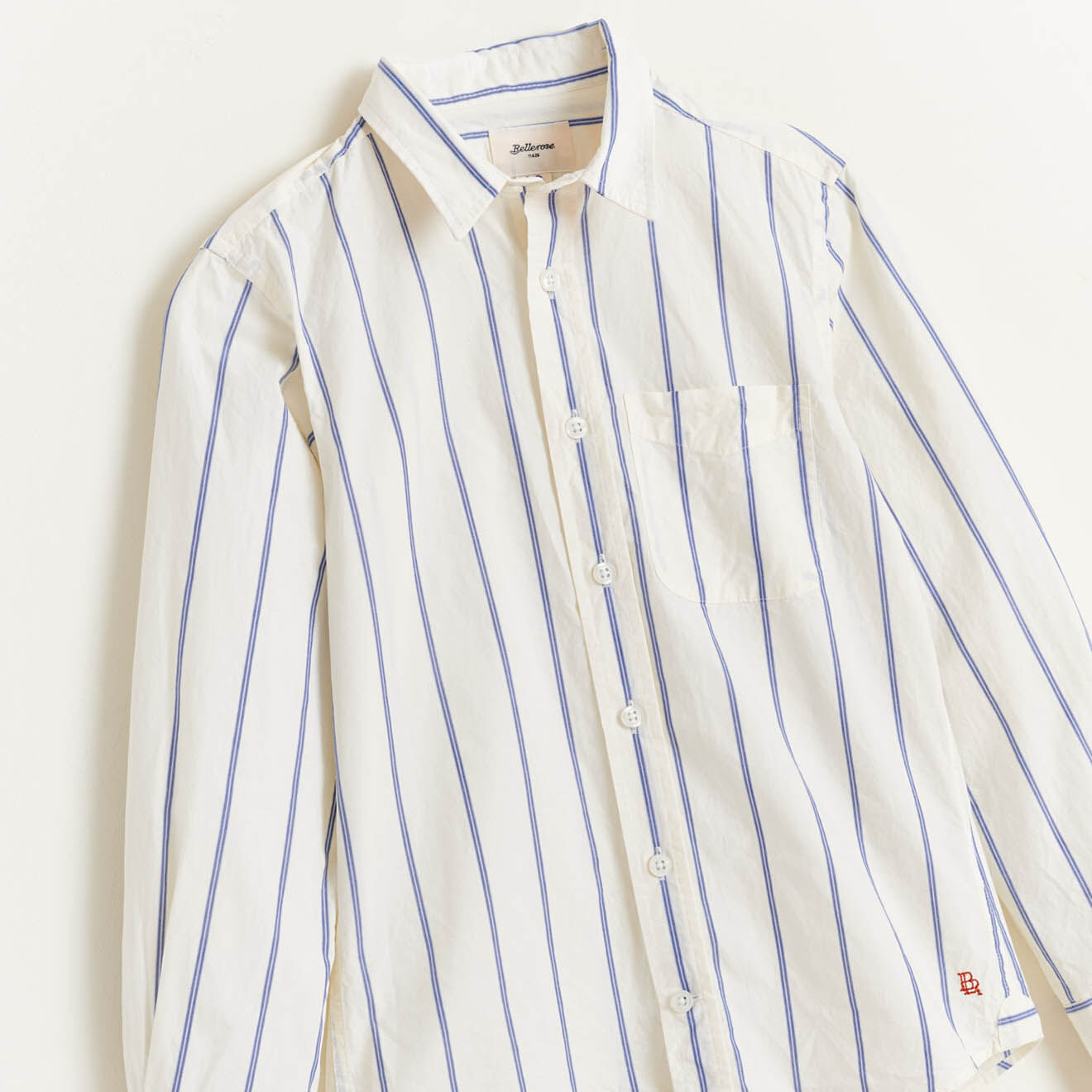 Bellerose Chemise en Coton Ganix rayée blanc/bleu