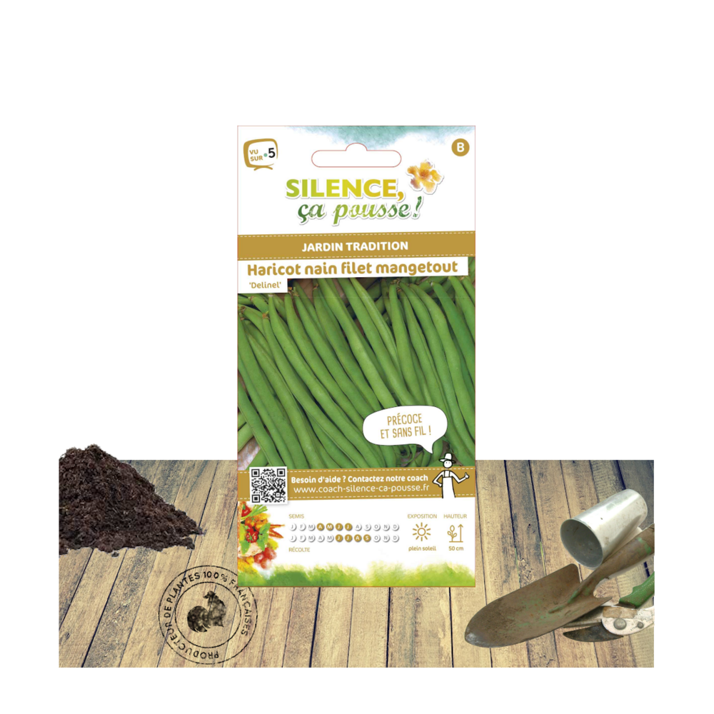 Graines de haricot nain mangetout delinel/phaseolus vulgaris nain mangetout delinel[-]sachet de 80 gr.