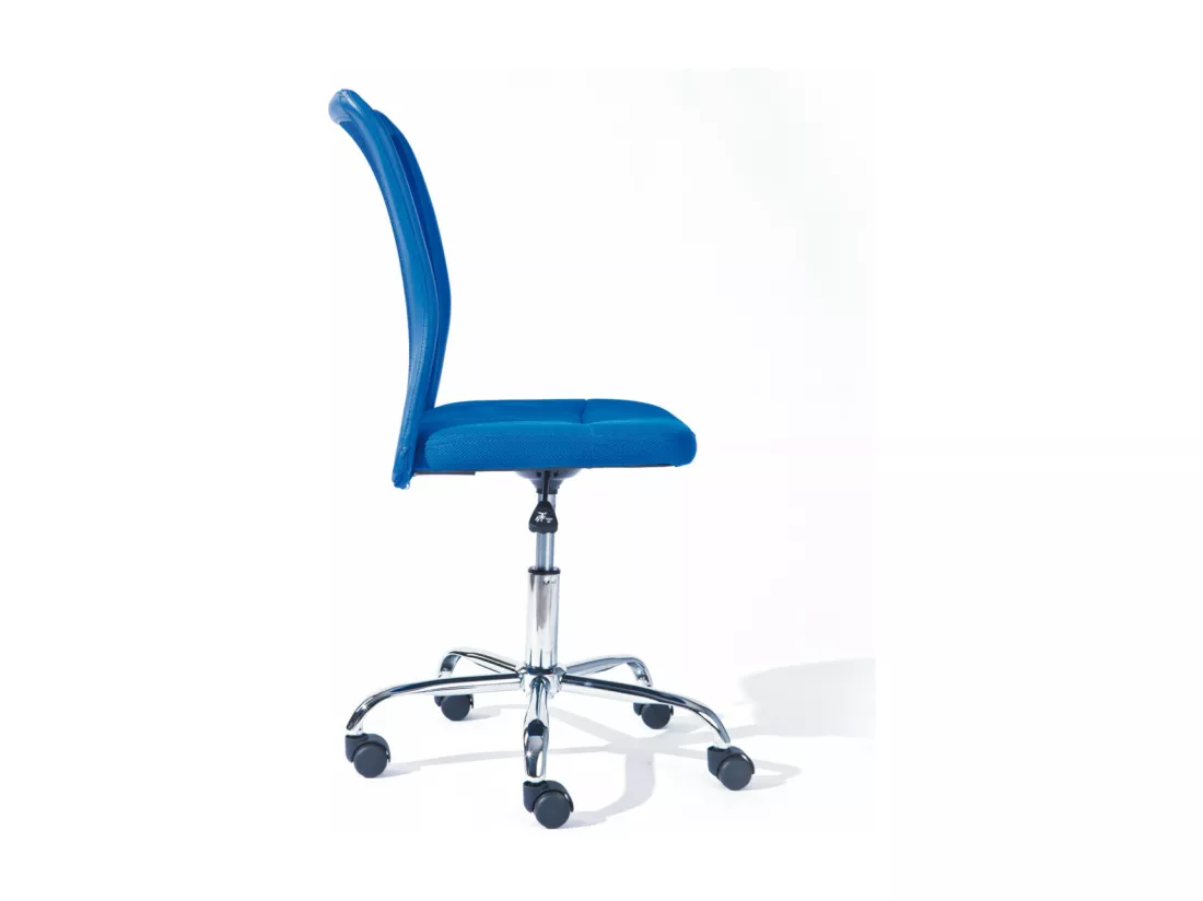 CLIDE - Chaise de Bureau Enfant Tissu Bleu et Pieds Chromés
