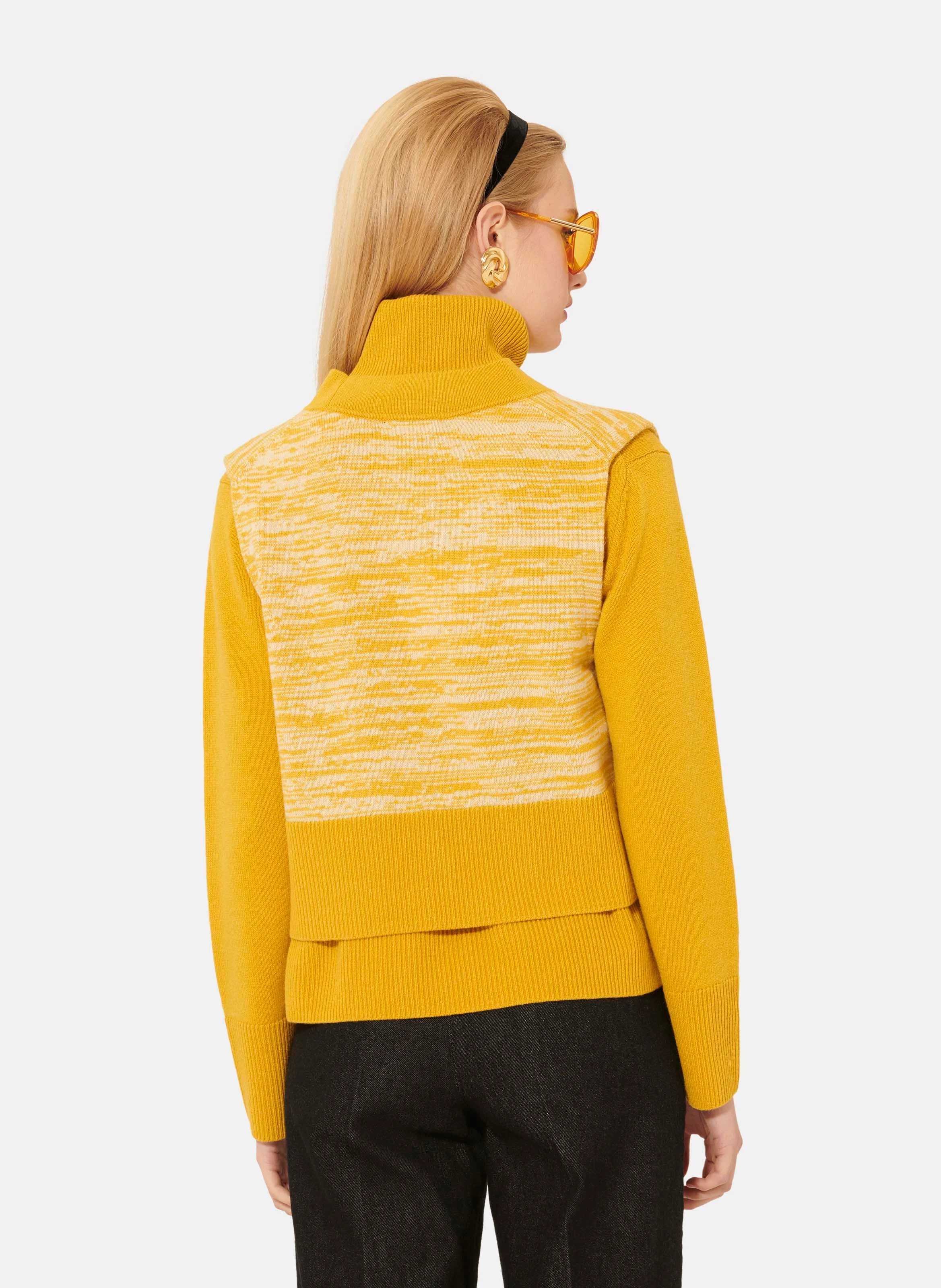 GILLES - Gilet col V en laine | Jaune