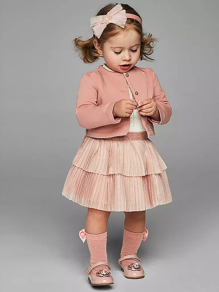 MAYORAL Baby Set Langarmshirt, Jäckchen, Rock 3-teilig  rosa