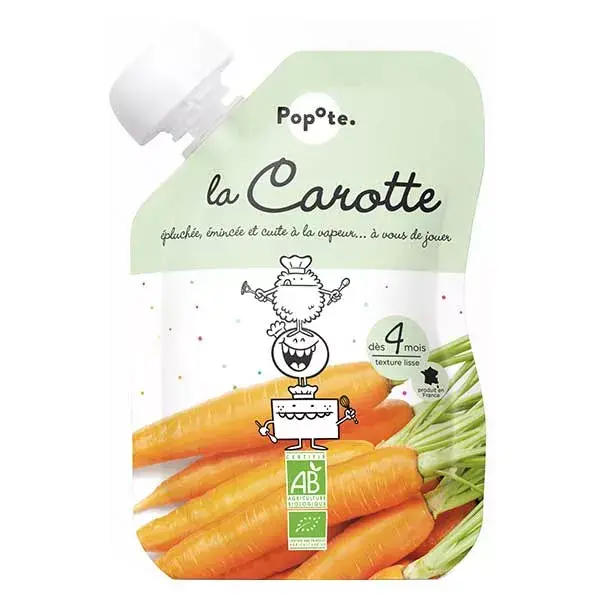 Purê de Cenoura Orgânico em Sachê Popote +4m 120g