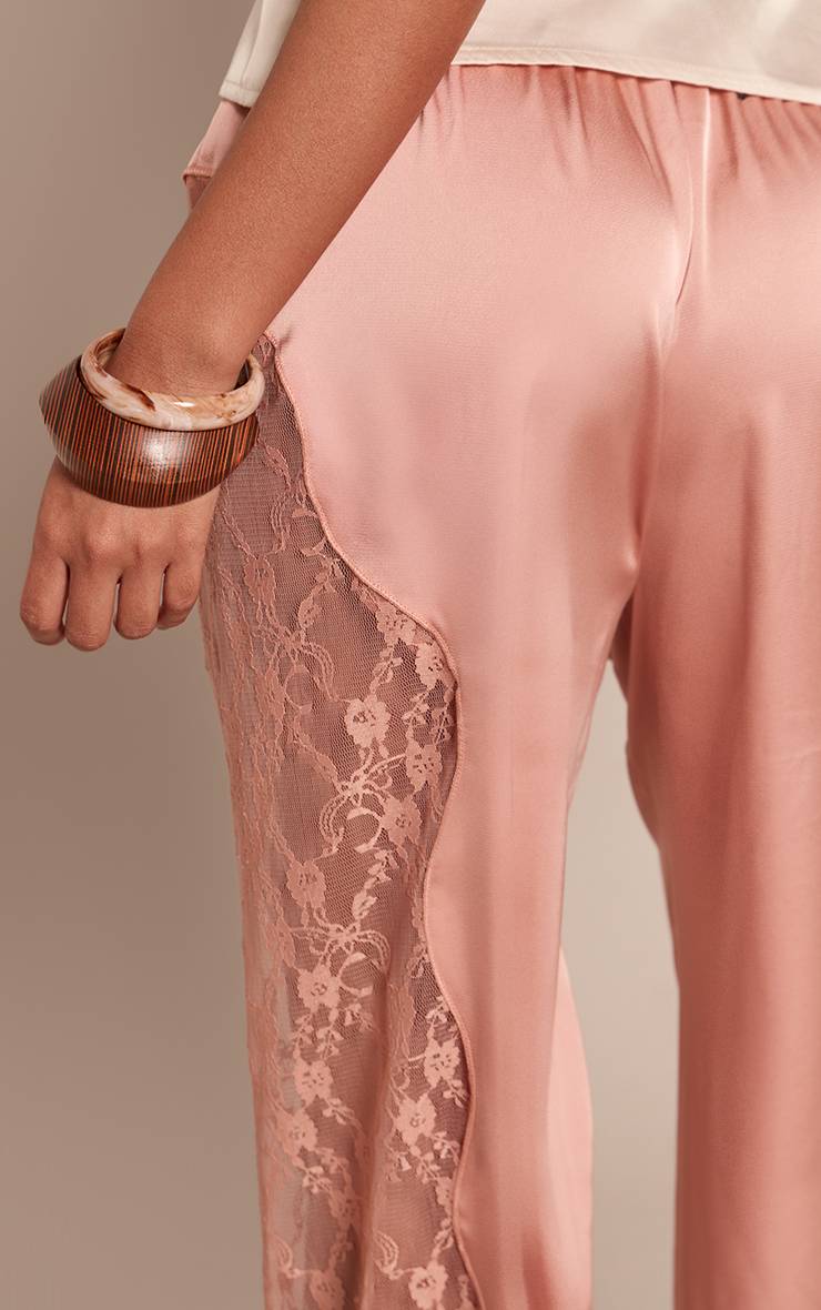 Pêche Pantalon En Satin À Lacets Avec Dentelle