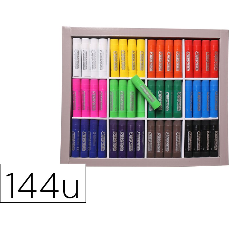 Baton gouache stick'color solide tous supports coloris  vifs assortis schoolpack 144  unites