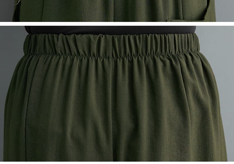 Shinobu - Effen cropped culottes met elastische taille