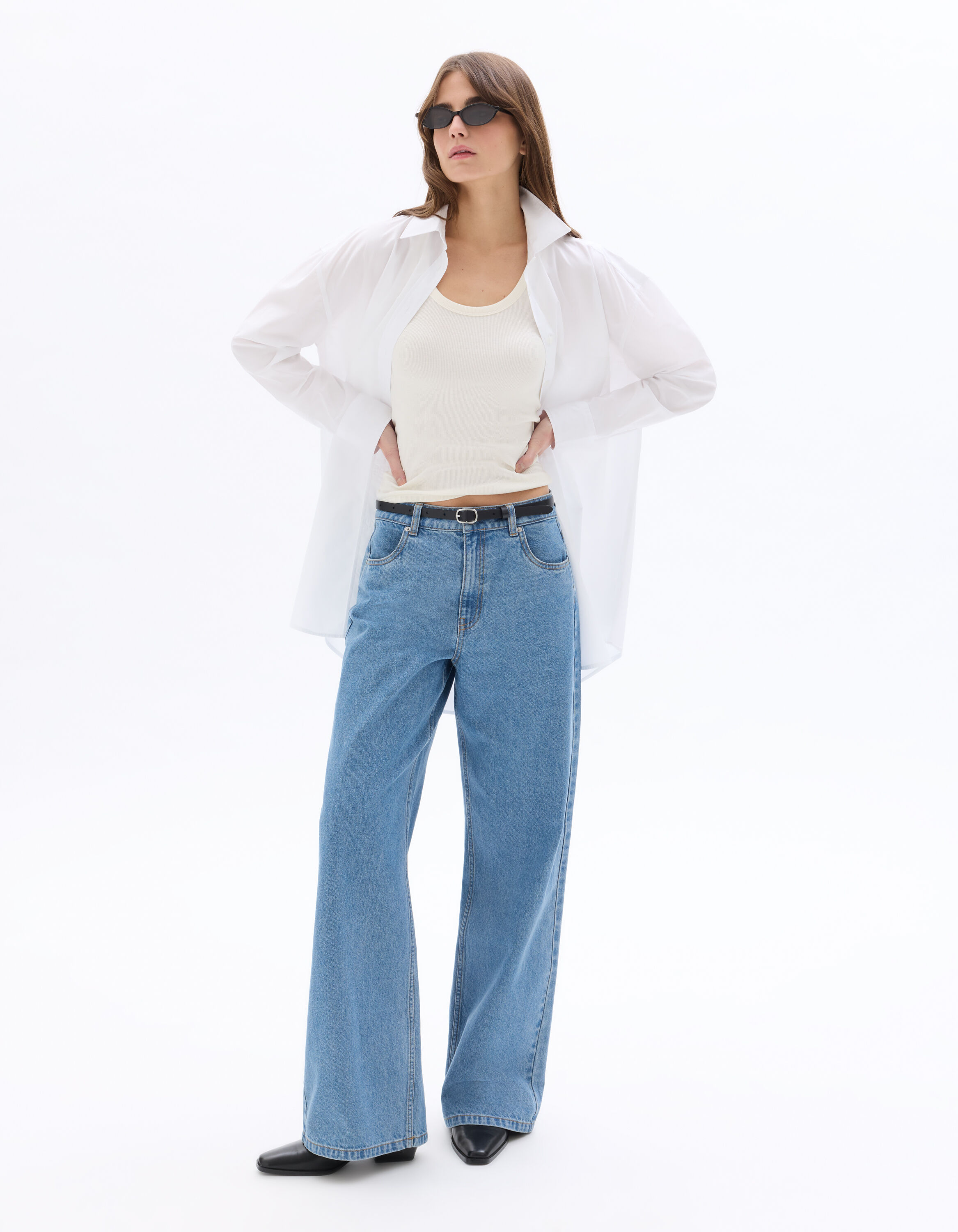 Chemise oversize 100% coton - blanc