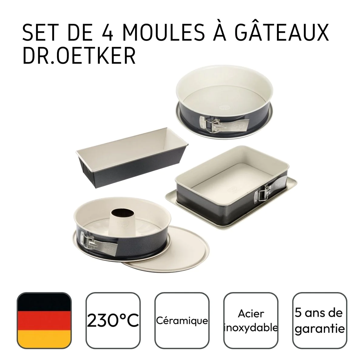Ensemble de 4 moules à gâteaux de formes différentes Back-Trend Dr. Oe