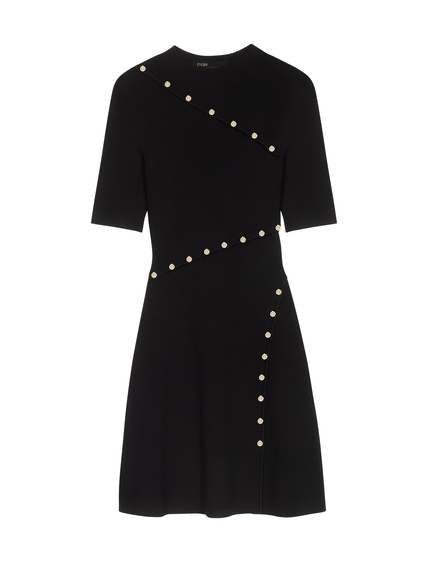 Robe courte col rond en maille | Noir