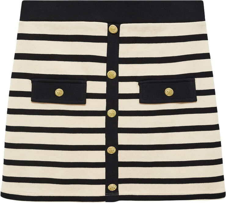 MANGO Buttoned knit skirt Light beige