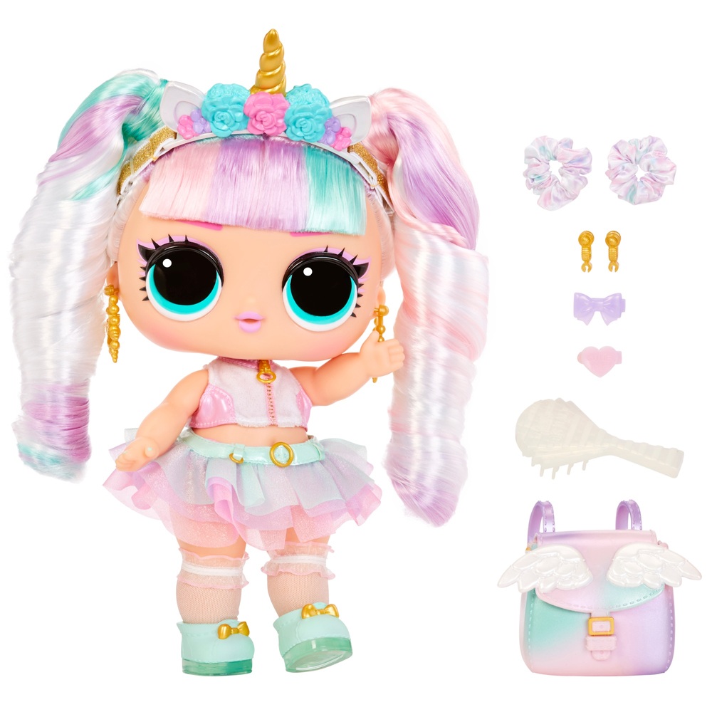 LOL Surprise! Große 28 cm Puppe mit Babyhaaren, Einhorn mit 14 Überraschungen
