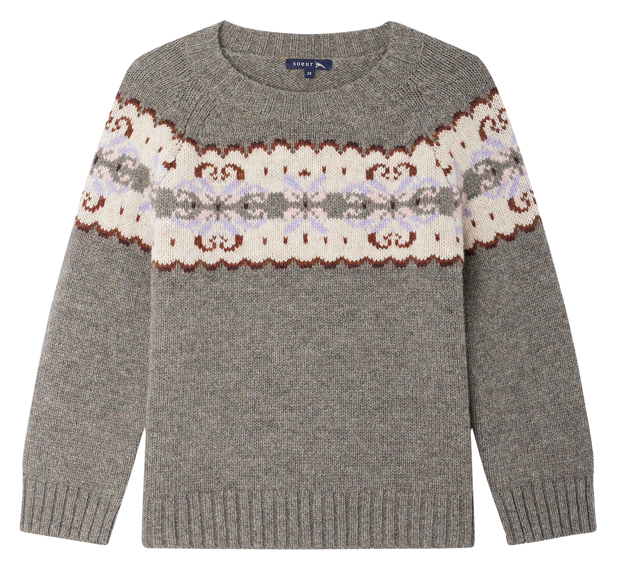 BRITTANY - Pull droit en laine mélangée | Gris