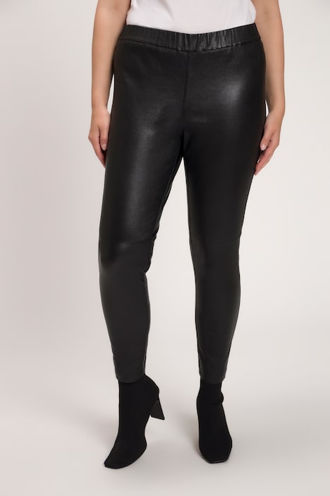 Stretchleder-Hose, schmales Bein, Elastikbund