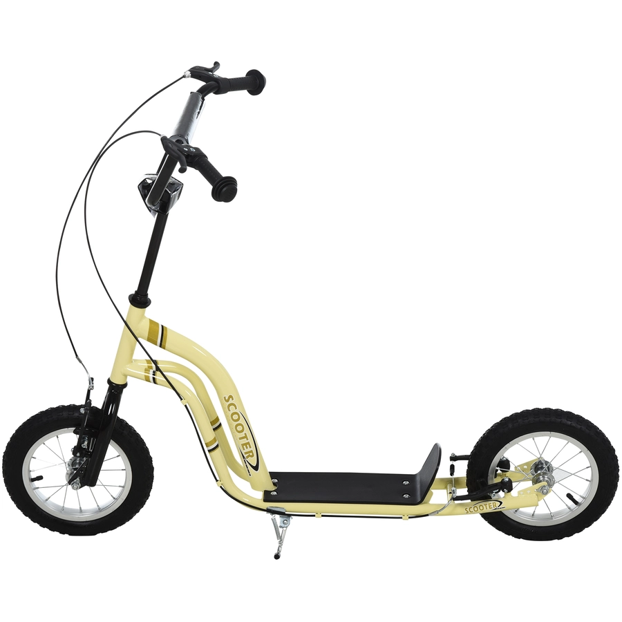 HOMCOM Tretroller mit Handbremse beige
