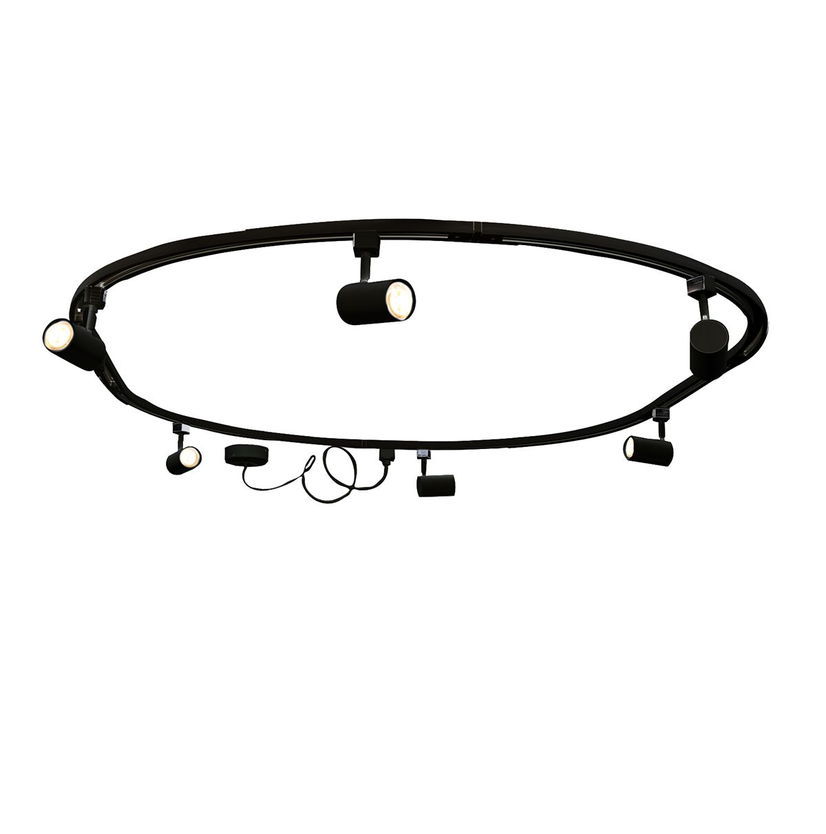 Modern railsysteem met 6 spots zwart 1-fase ovaal 100cm - Iconic Jeana
