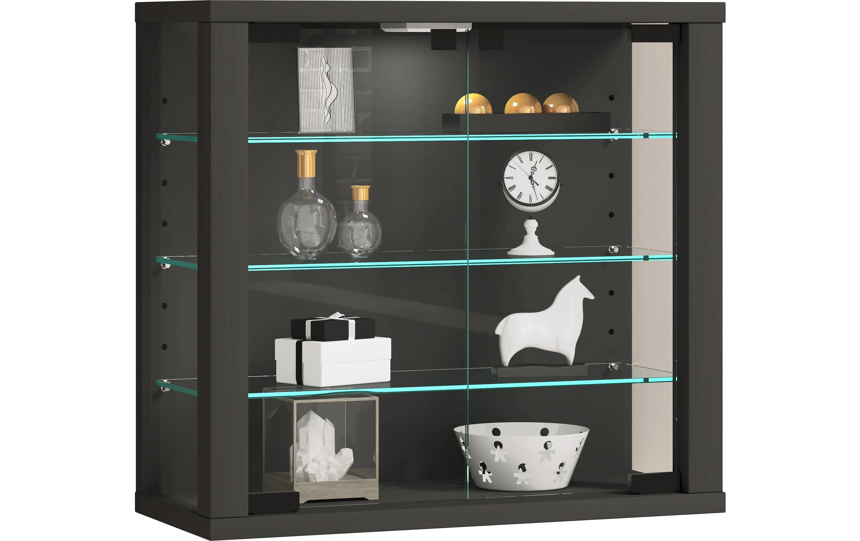 Vitrine Vitrosa S 42.6 x 39.9 cm, Anthrazit<br>Hängevitrine für die Wandmontage