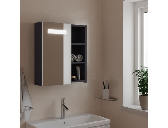 VIDAXL - Armoire de salle de bain à miroir avec led gris 45x13x52 cm
