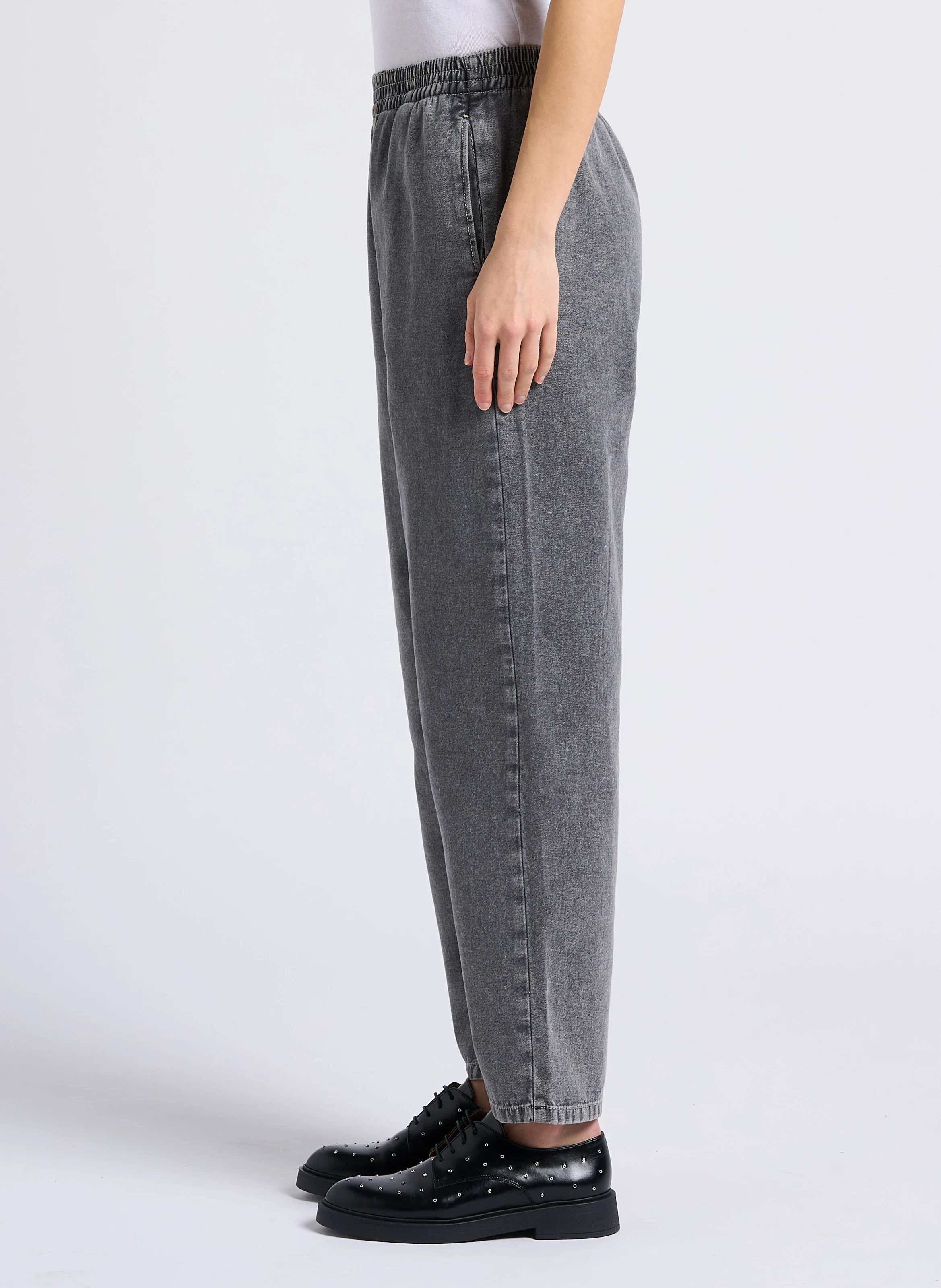 JAZY - Jean droit taille haute en coton | Gris