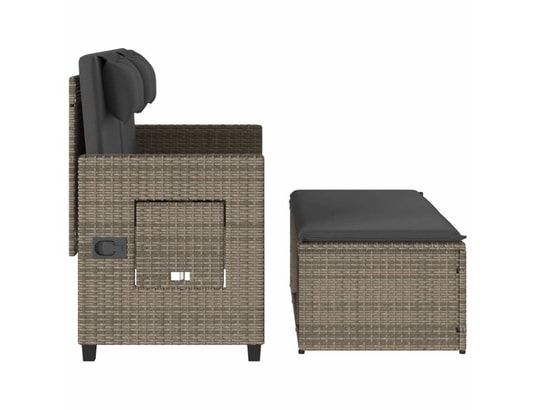 VIDAXL - Banc de jardin Banc inclinable de jardin avec coussins gris résine tressée