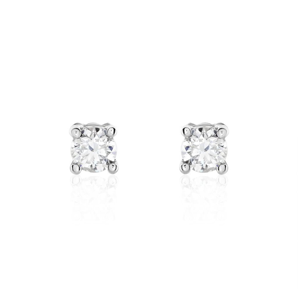 Boucles D'oreilles Puces Victoria Or Blanc Diamant