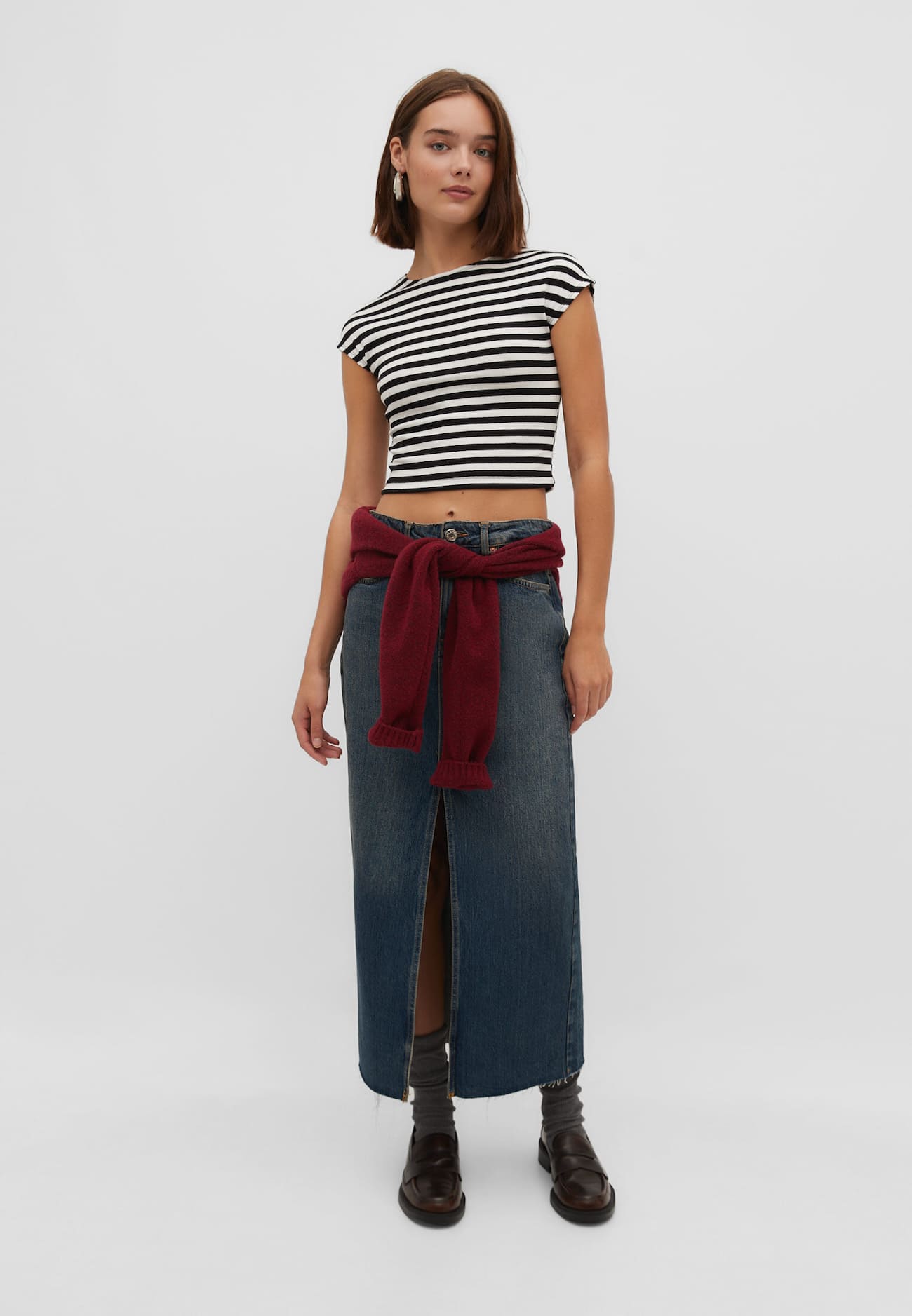 Blusa listrada com mangas curtas