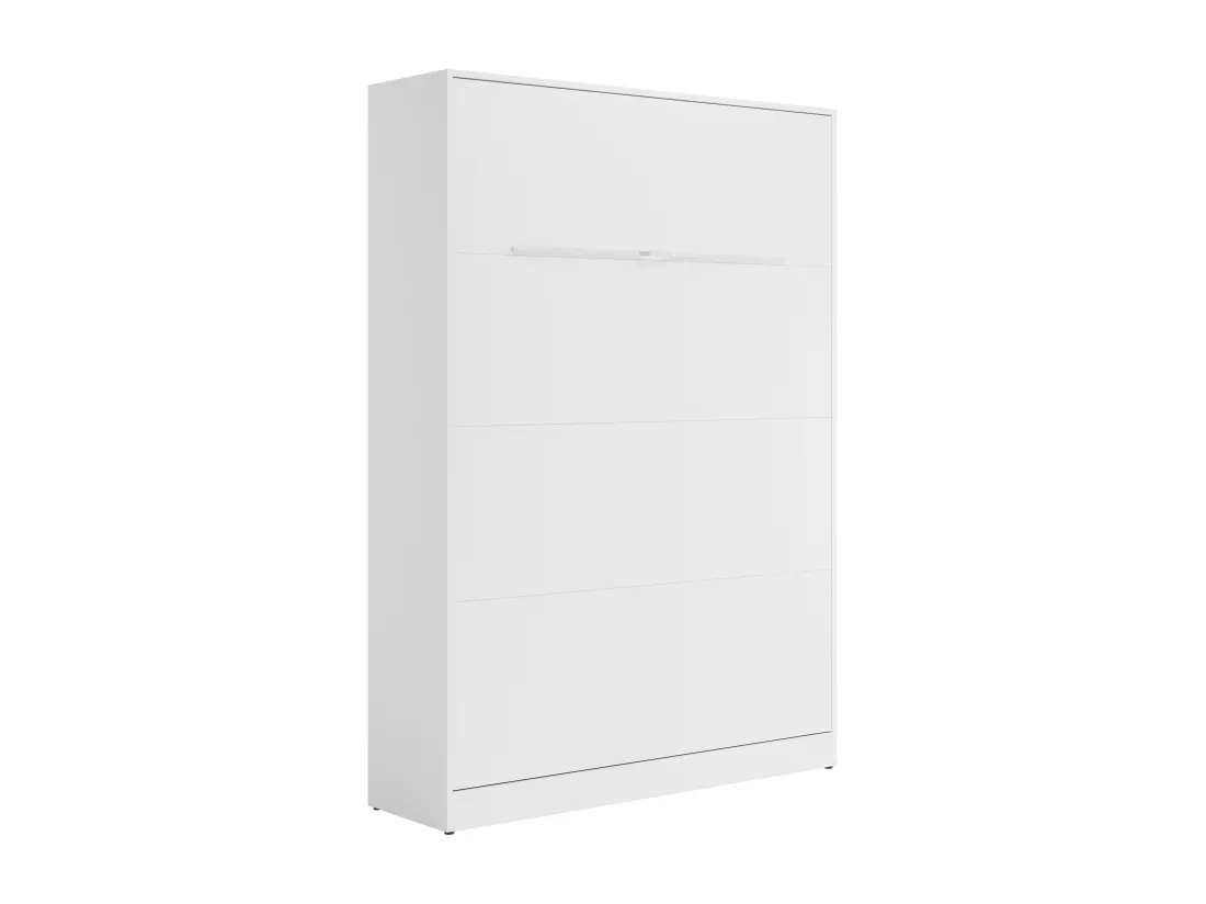 Lit escamotable 140 x 200 cm - Ouverture verticale manuelle - Avec LEDs - Blanc + Matelas - RAPILI