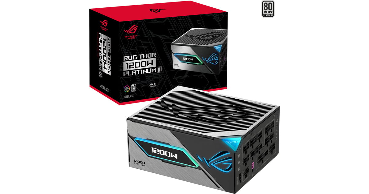 ASUSROG Thor Platinum III modulaire 1200 watt voeding   (Zwart, 1x 12V-2x6, 4x PCIe)