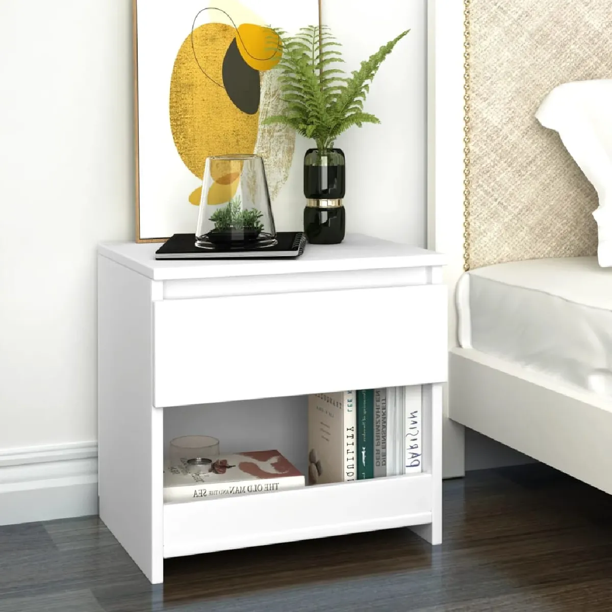 VIDAXL Table de Chevet Blanc