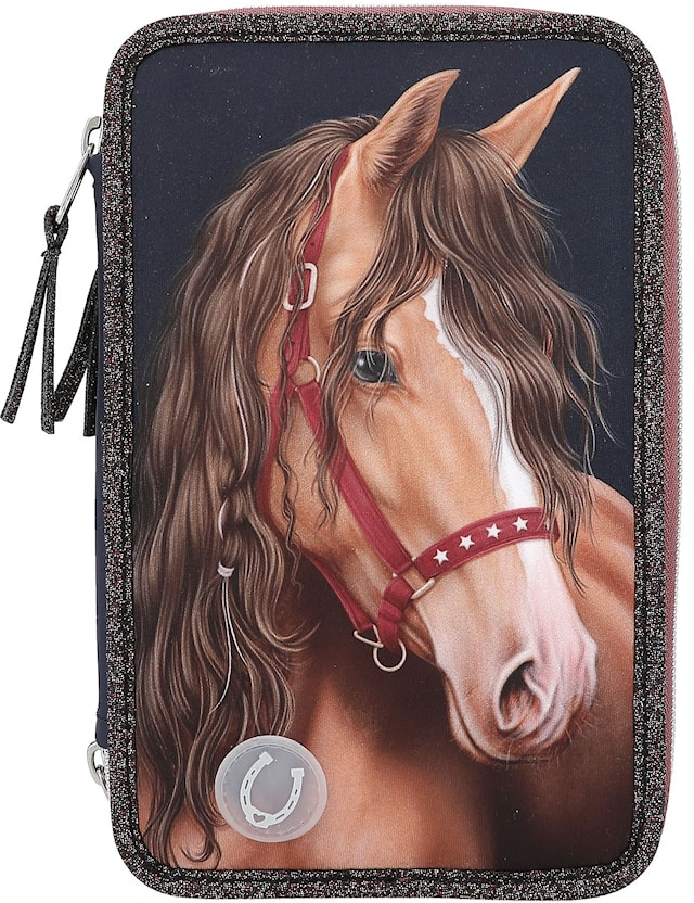 Miss Melody Trippel pennal med LED GLITTER HORSE