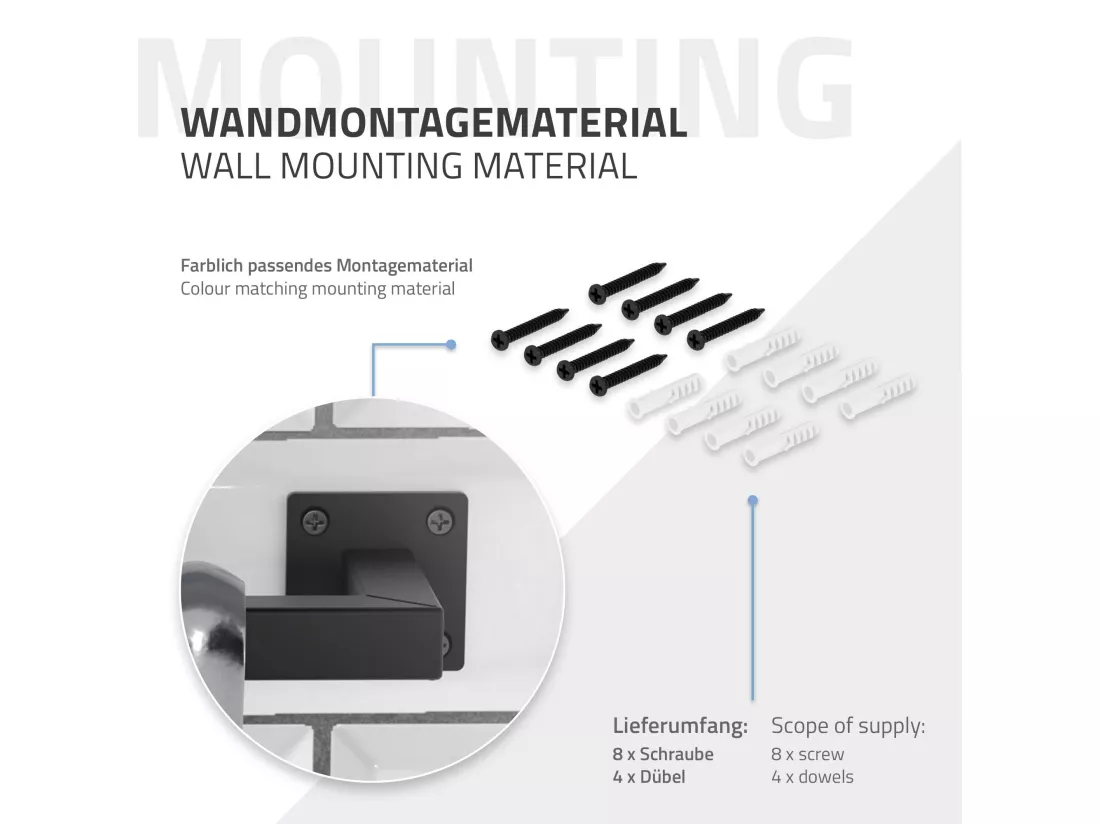 2x Tringle à vêtements tringle de support noir montage mural porte-manteau 60 cm