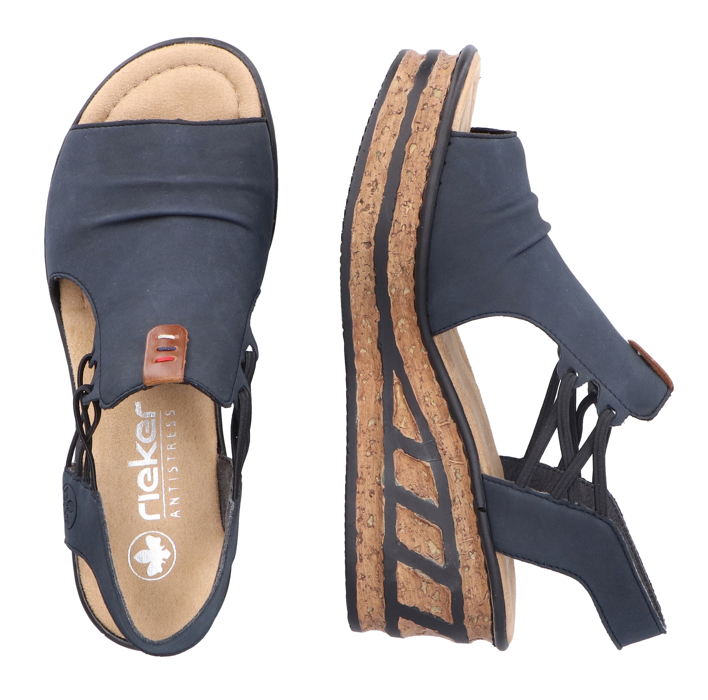 Rieker Keilsandalette  , Sommerschuh, Sandale, Keilabsatz, mit seitlichen Stretchbändern