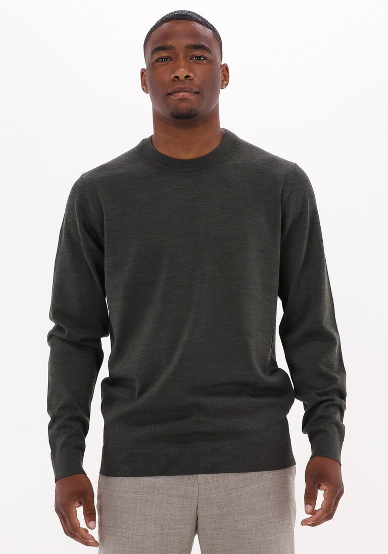 SELECTED HOMME groene selected homme trui slhtown merino coolmax knit crew