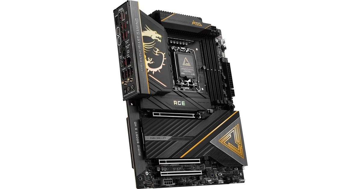 MSIMEG Z890 ACE socket 1851 moederbord  (Zwart/goudgeel, RAID, 10Gb-LAN, WLAN, BT, Sound, ATX)