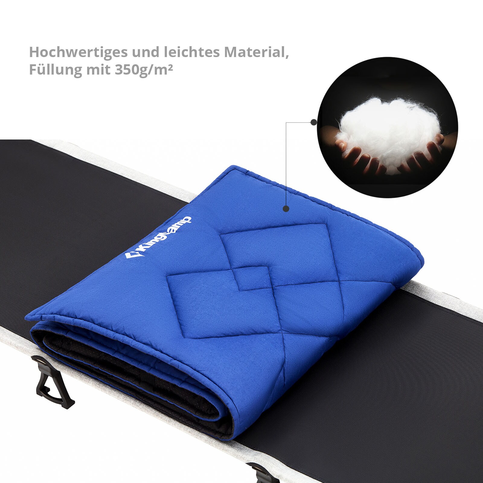 KINGCAMP Feldbettauflage Camp Pad Camping Klappbett Bezug Decke 100% Baumwolle Größe: L