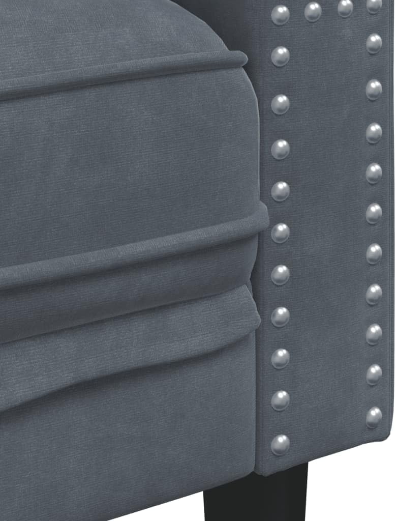 Chesterfield Sessel Dunkelgrau Samt, Polstersessel im klassischen Stil, komfortable Sitzgelegenheit für Wohnzimmer, stabil und elegant, 71 x 74,5 x 70,5 cm