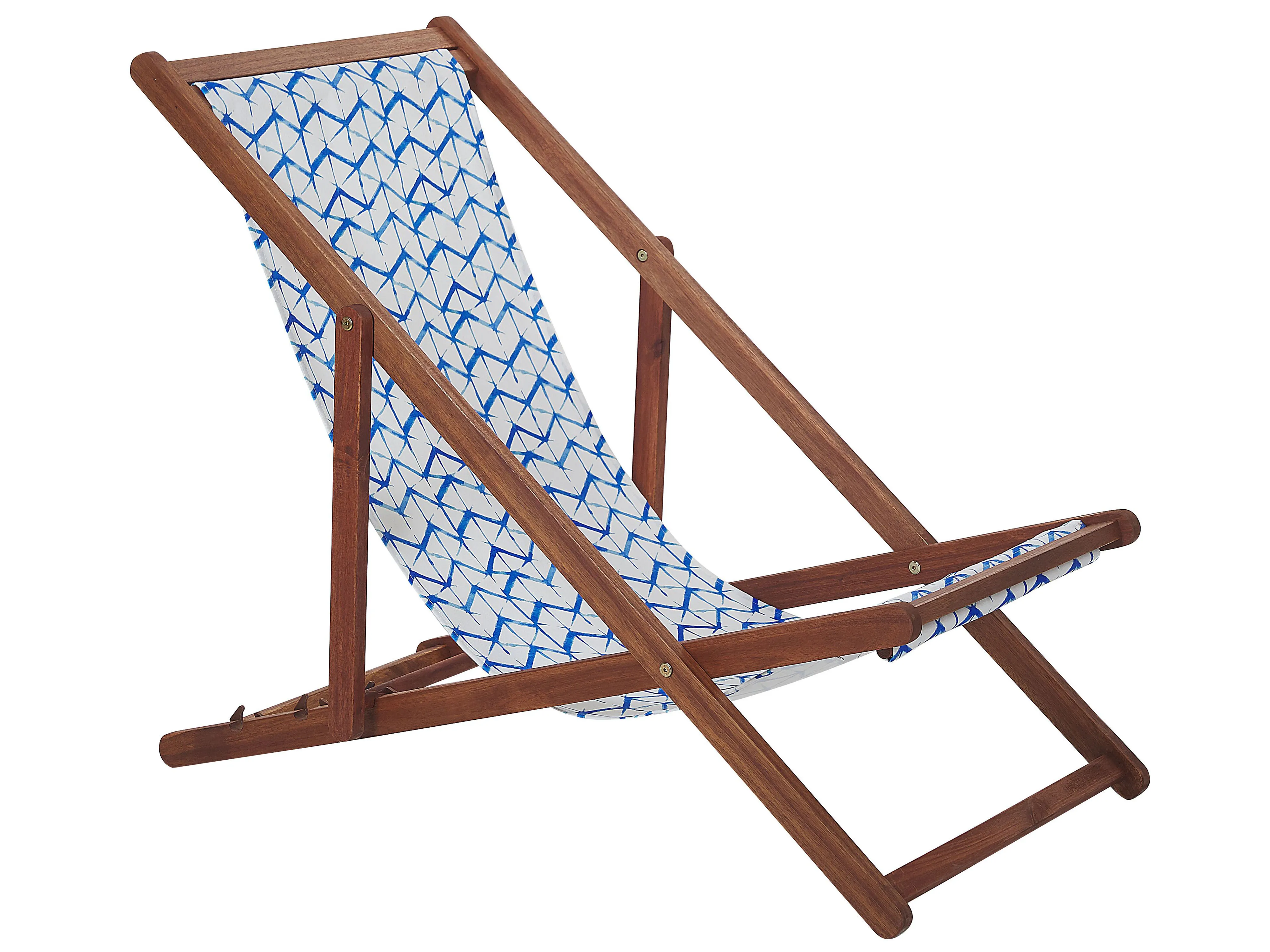 Set van 2 inklapbare ligstoelen ANZIO met vervangingshoezen Abstract motief Acaciahout Donkerbruin