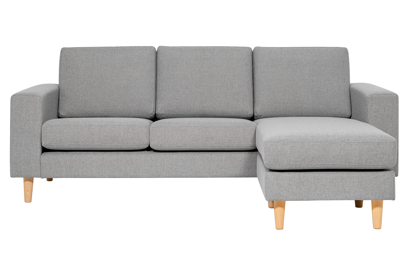 Hedda sjeselongsofa I tekstil Inari 3 grey, hvitoljede eikeben (1) og 18 cm arm