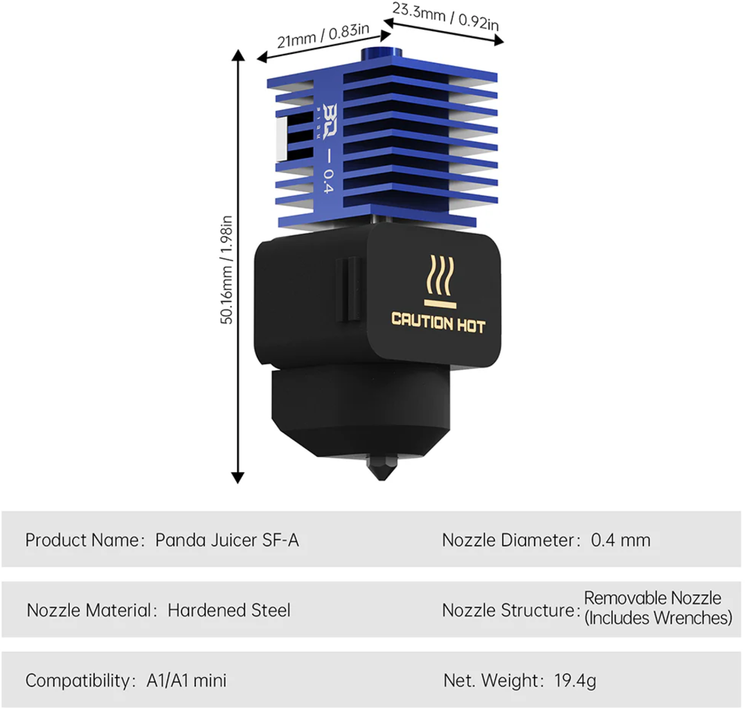 BIQU  Panda Juicer Hotend SF - A, Bambu Lab A1/A1 mini    Standard-Flow Hotend für stabile Extrusion